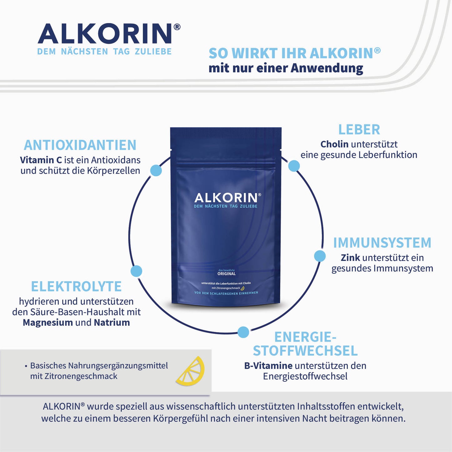 ALKORIN® 100g Beutel - Das bewährte Original. Dem nächsten Tag zuliebe. Unterstützt die Leberfunktion mit Cholin.