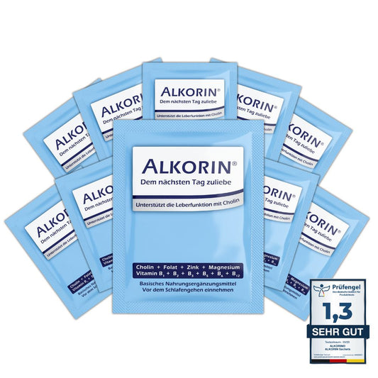 ALKORIN® 10 Sachets - Das bewährte Original. Dem nächsten Tag zuliebe. Unterstützt die Leberfunktion mit Cholin.