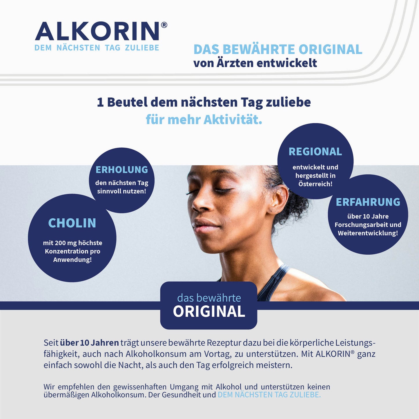 ALKORIN® 40 Sachets - Das bewährte Original. Dem nächsten Tag zuliebe. Unterstützt die Leberfunktion mit Cholin.